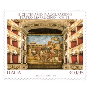 ITALIA - 2018 - 200° del Teatro Marrucino di Chieti - 1 v. con codice a barre