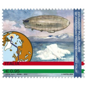 ITALIA - 2018 - 90° della spedizione del dirigibile Italia al Polo Nord - 1 v. con codice a barre