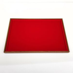 Vassoio per monete in legno e velluto rosso ad 1 casella rettangolare da 310x200 mm 1