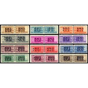 1947 48 Pacchi Postali Corno di posta soprastampati su due righe 12 v. Trieste A