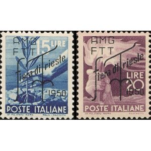 1950 Fiera di Trieste soprastampati su due righe 2 v. Trieste A