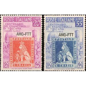 1951 100° primi francobolli di Toscana 2 v. Trieste A